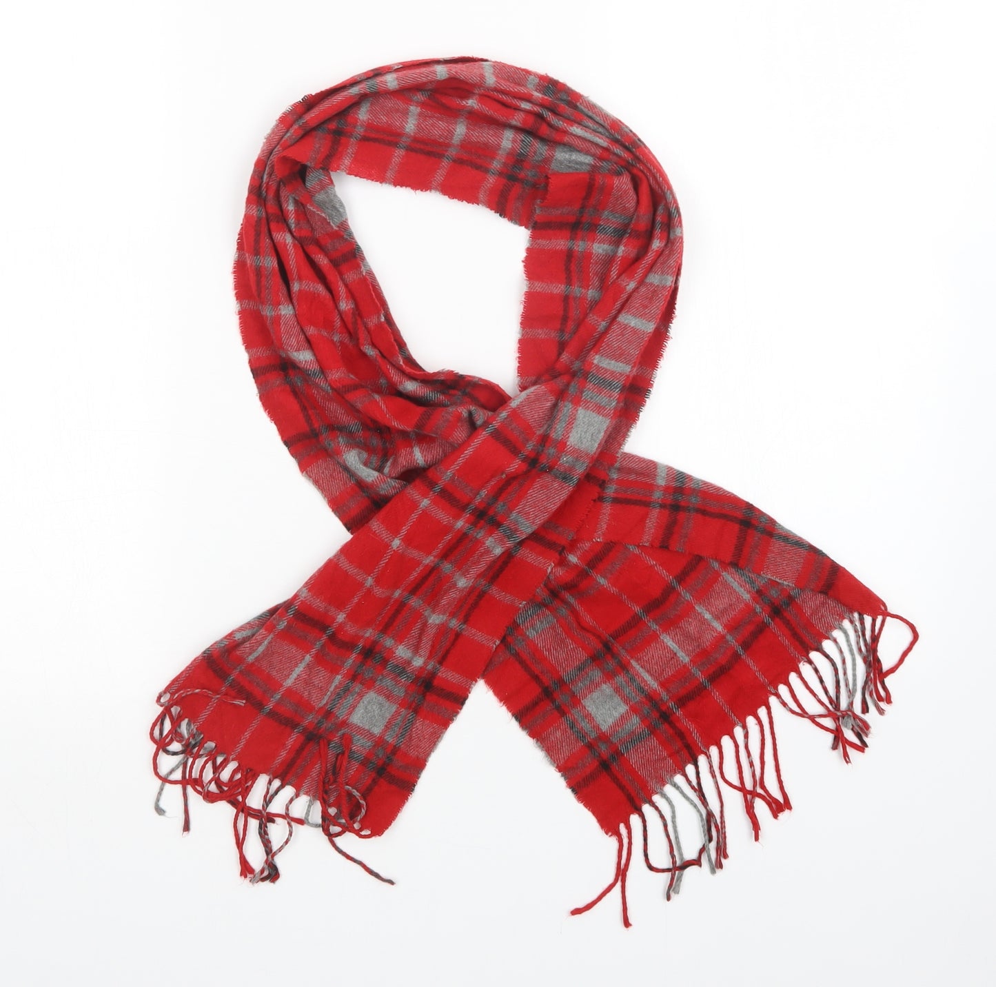 River Island Unisex Red Plaid Scarf Scarves & Wraps One Size