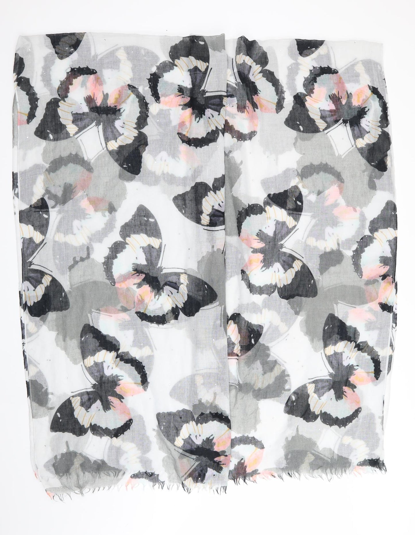 Peworn Womens Ivory Animal Print Shawl/Wrap - Butterflies & Jewells