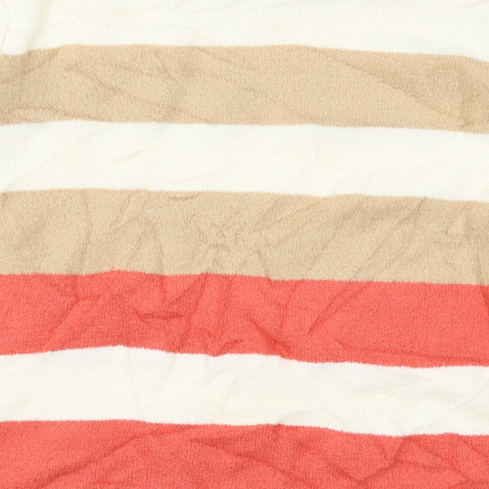 Damart Womens Beige Striped Knit Pullover Jumper Size 10 - Pink