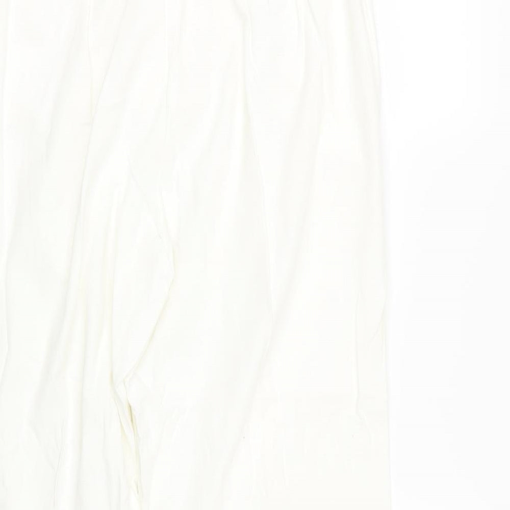 Warehouse Womens White Cropped Trousers Size 16 L22 in