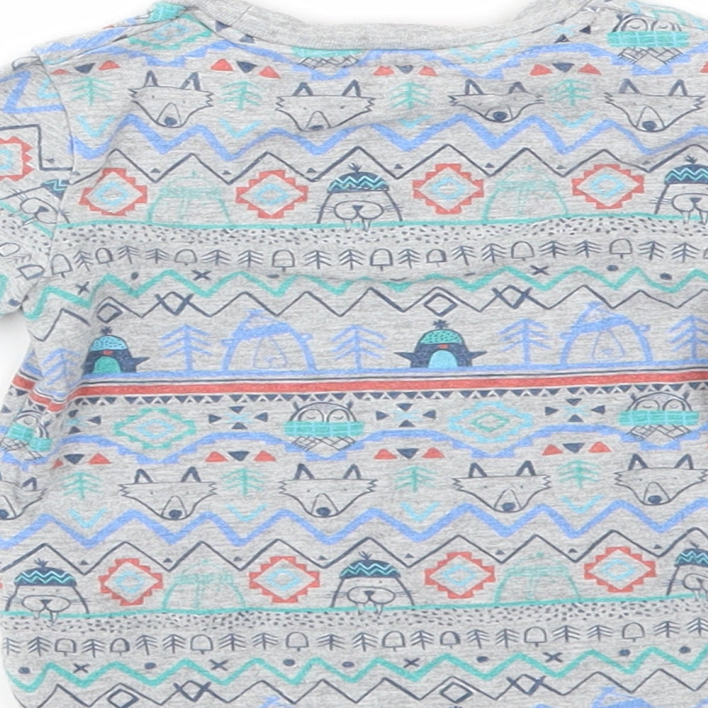 M&S Boys Multicoloured Animal Print Basic T-Shirt Size 9-12 Months