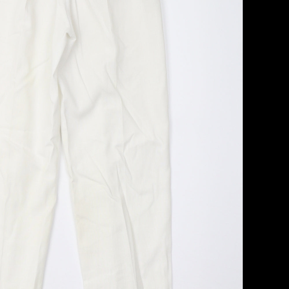 eastext Womens White Trousers Size 12 L27 in