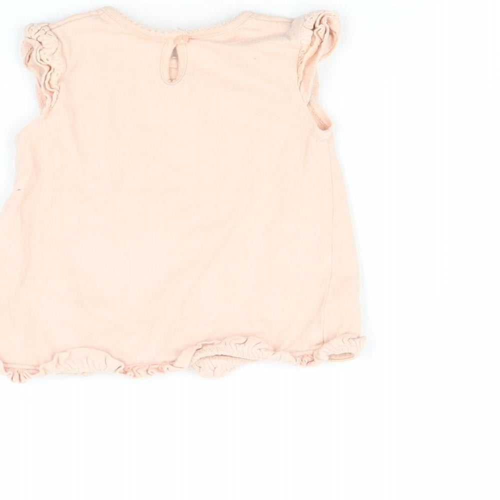 George Baby Pink Basic T-Shirt Size 6-9 Months - Bird print
