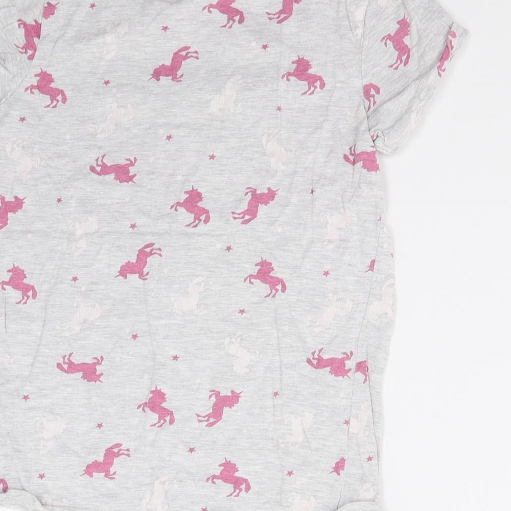 Primark Girls Grey Solid Top Pyjama Top Size 10-11 Years - Unicorns