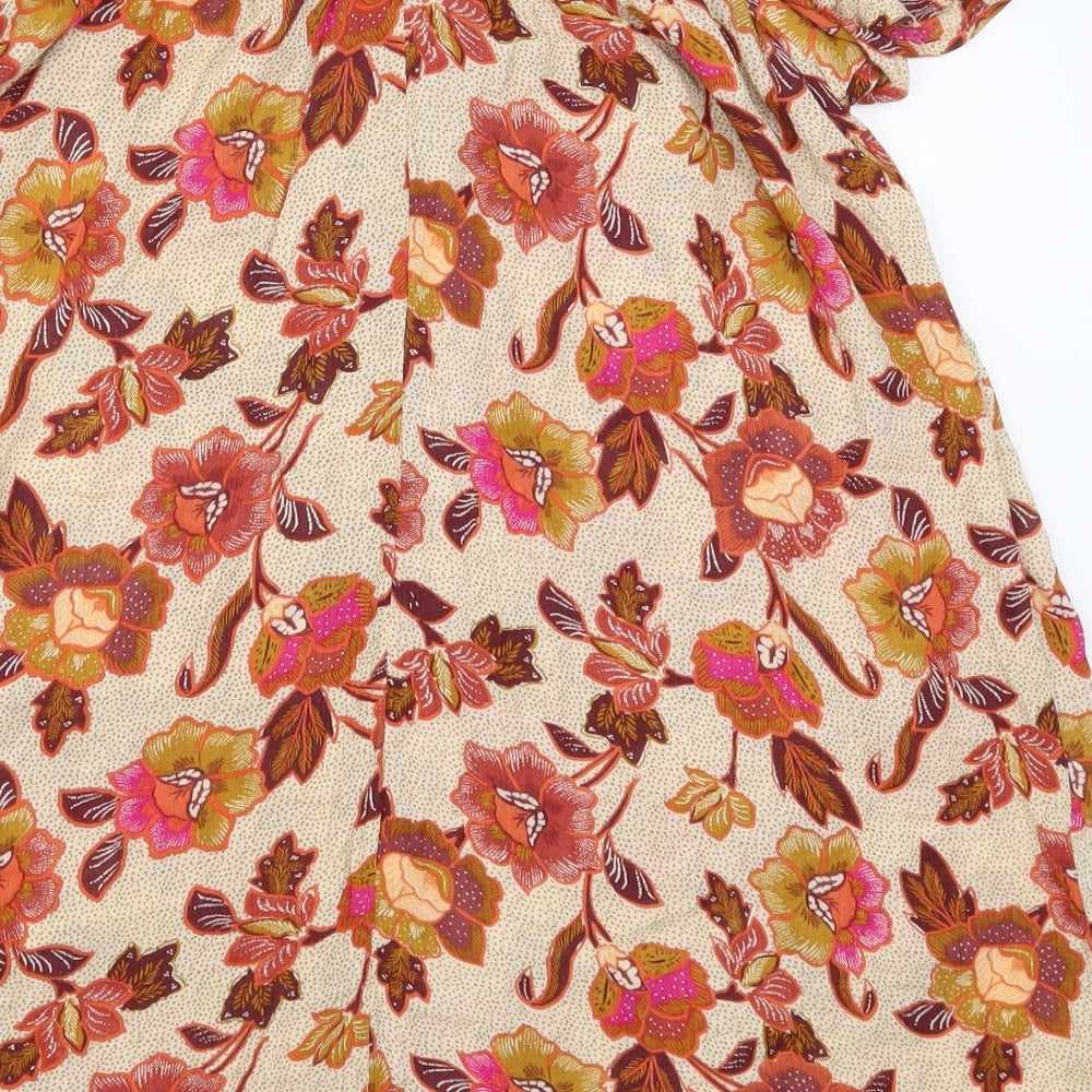 Primark Womens Beige Floral A-Line Size 12