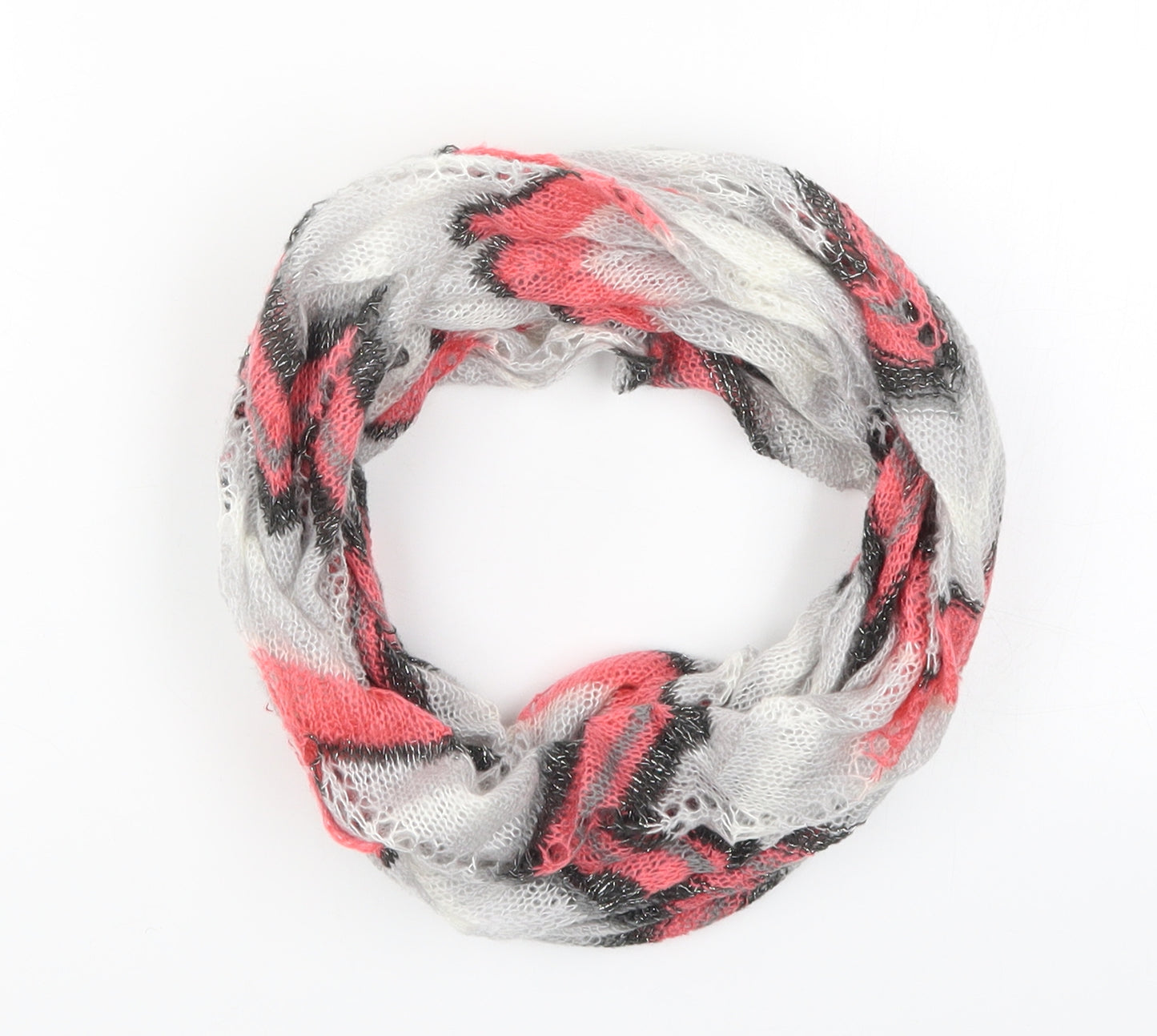 Preworn Womens Pink Striped Scarf - Zig Zag