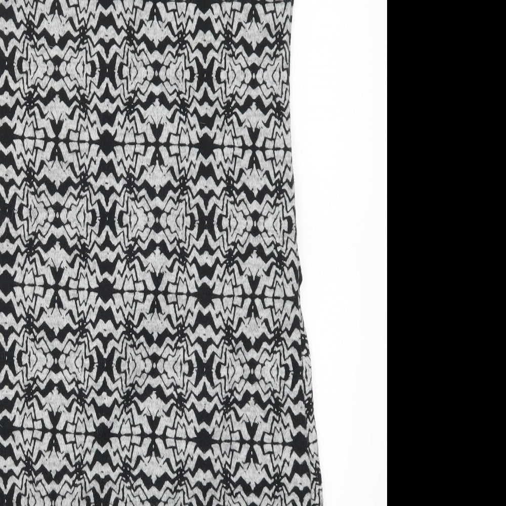 Jasmine Womens Grey Geometric A-Line Size 8