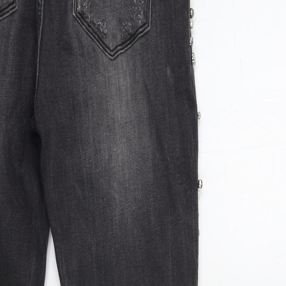 Queen Hearts Womens Black Denim Skinny Jeans Size 26 in L27 in