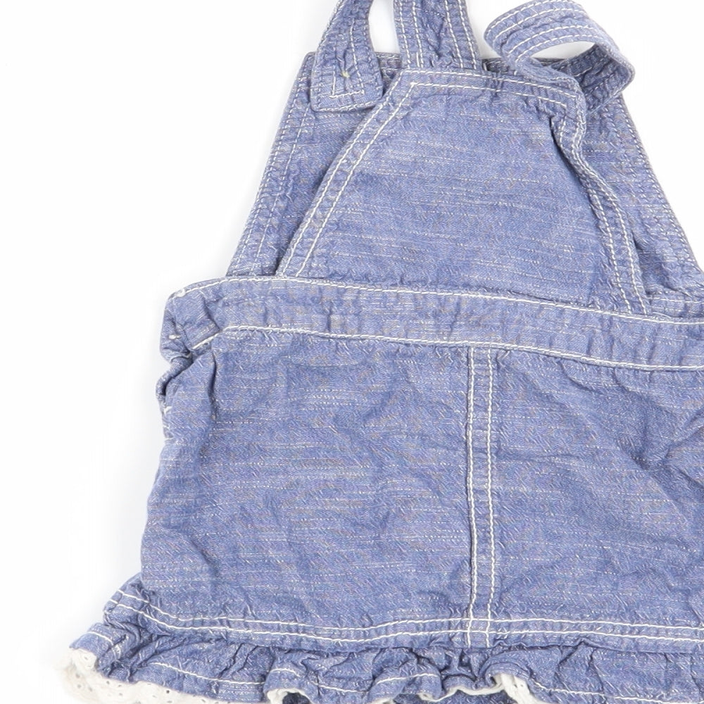 Asda George Girls Blue Pinafore/Dungaree Dress Size 9-12 Months