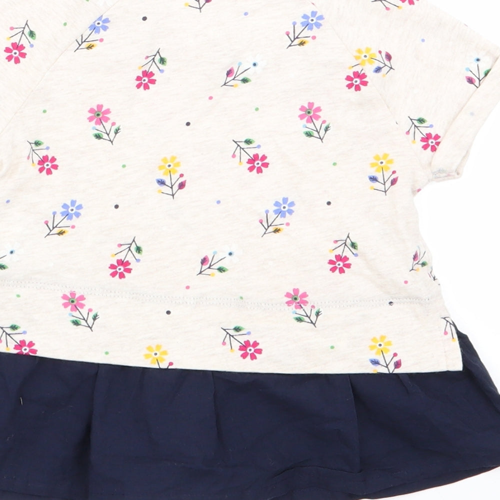 Gap Girls Beige Floral Basic T-Shirt Size 2 Years