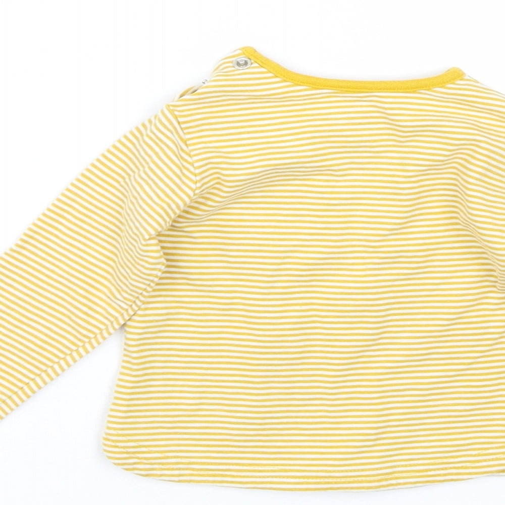 TU Girls Yellow Striped Basic T-Shirt Size 6-9 Months