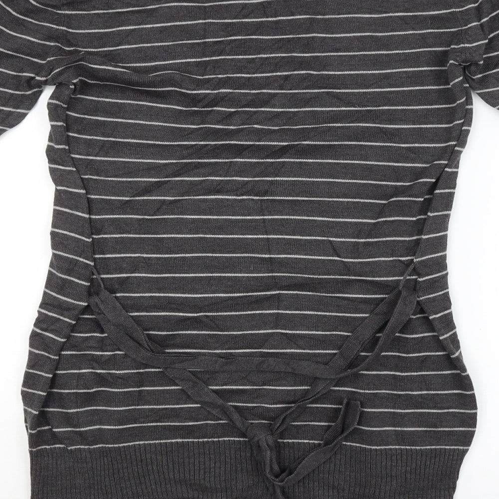 Preworn Womens Grey Striped Pullover Jumper