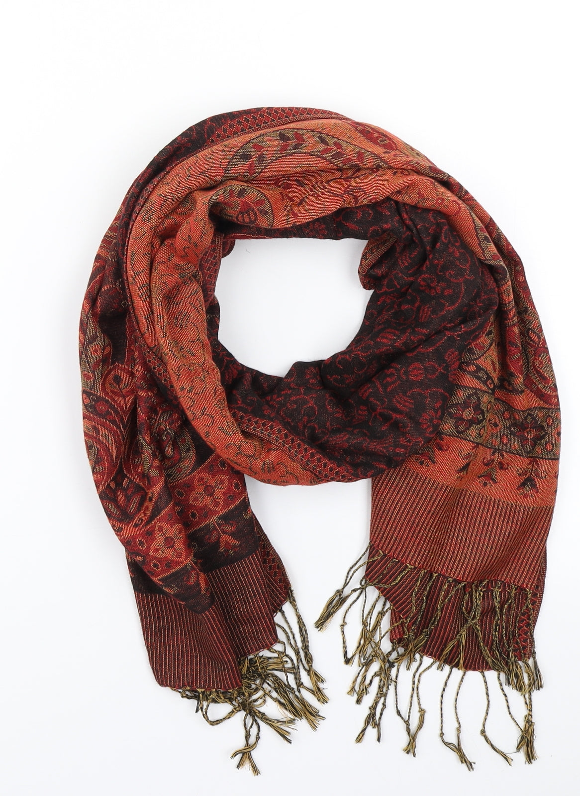 Pashmina Womens Orange Paisley Scarf