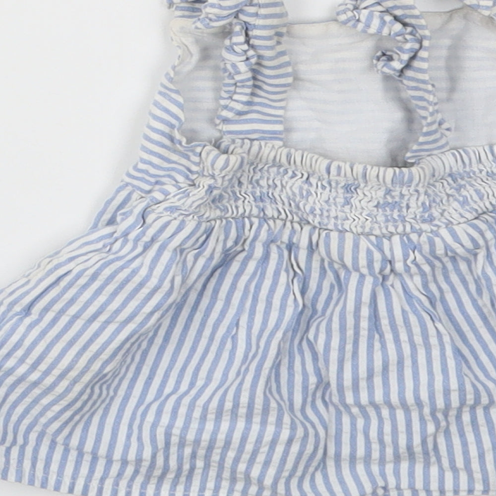 F&F Girls Blue Striped Fit & Flare Size 12-18 Months