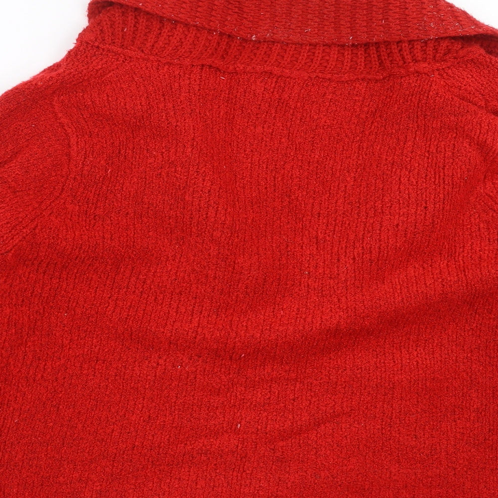 Fay Louise Womens Red Knit Cardigan Jumper Size XL