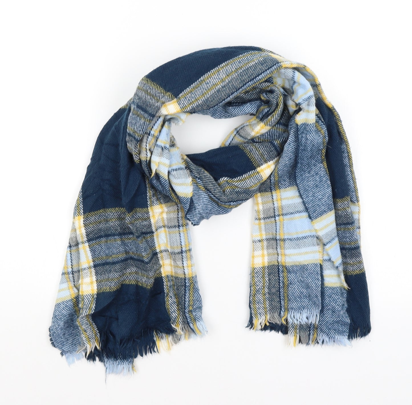 Preworn Womens Blue Plaid Scarf
