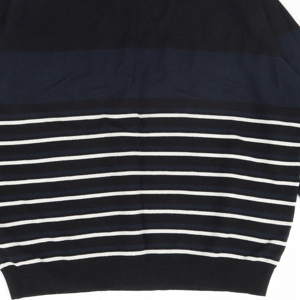 Cedar Wood State Mens Black Striped Pullover Jumper Size M