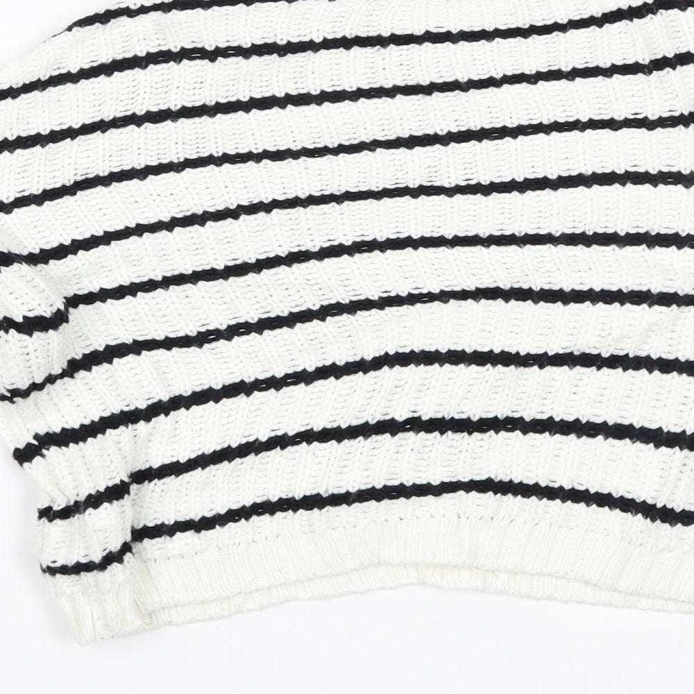 New Look Girls White Striped Pullover Jumper Size 12-13 Years