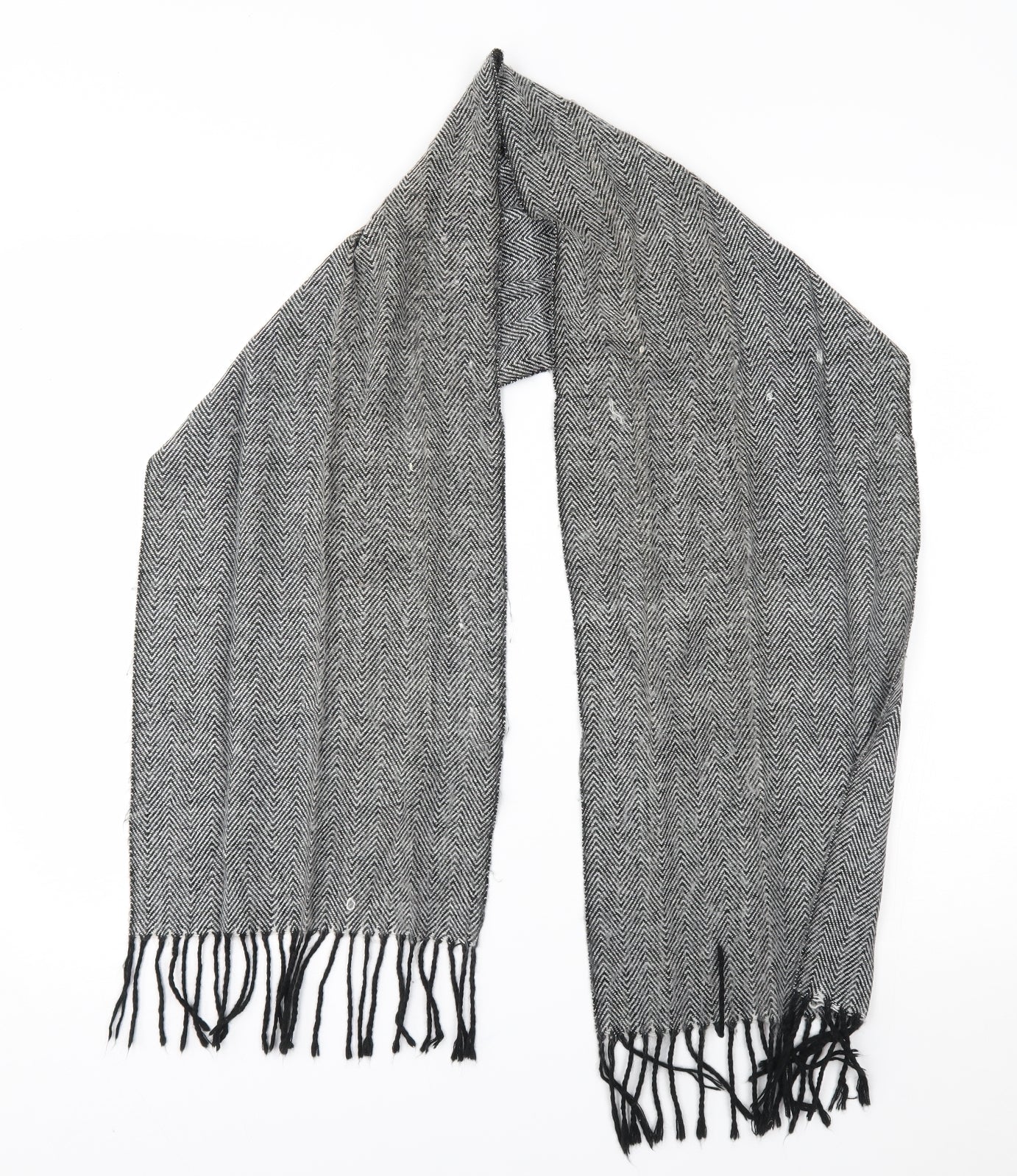 Preworn Womens Grey Herringbone Scarf