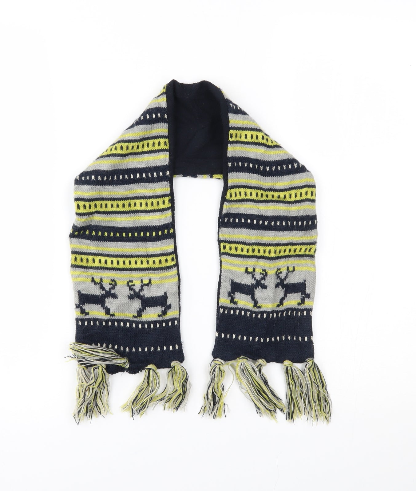 M&S Unisex Grey Fair Isle Scarf Scarves & Wraps One Size