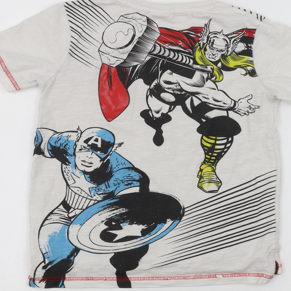TU Boys White Basic T-Shirt Size 7 Years - marvel