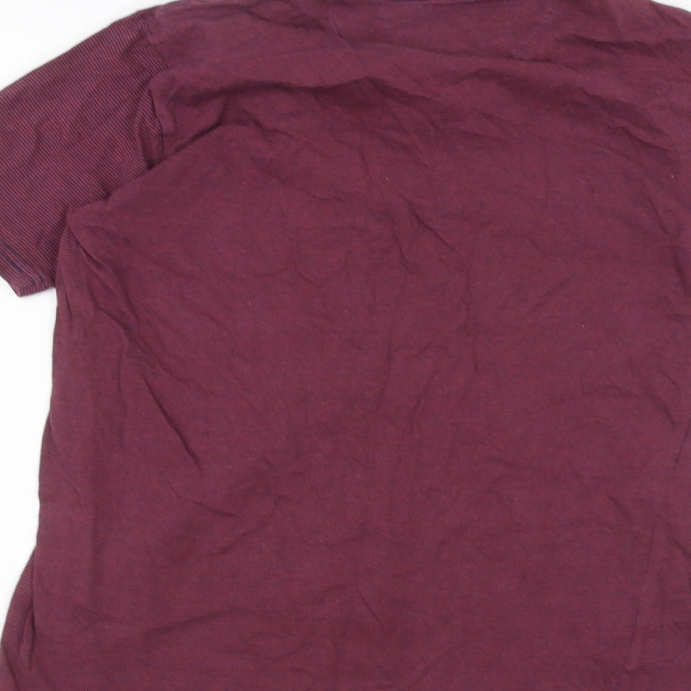Easy Mens Red Striped Polo Size S