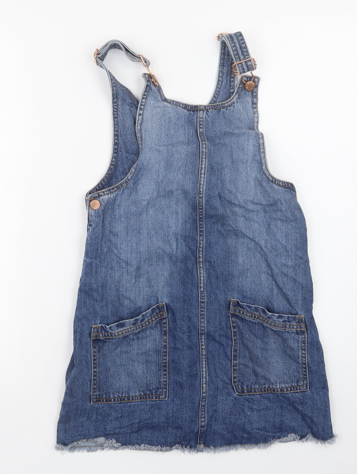 Robe Tablier / Salopette George Pour Fille, Coton Gris, Taille 11-12 Ans, Col Carré