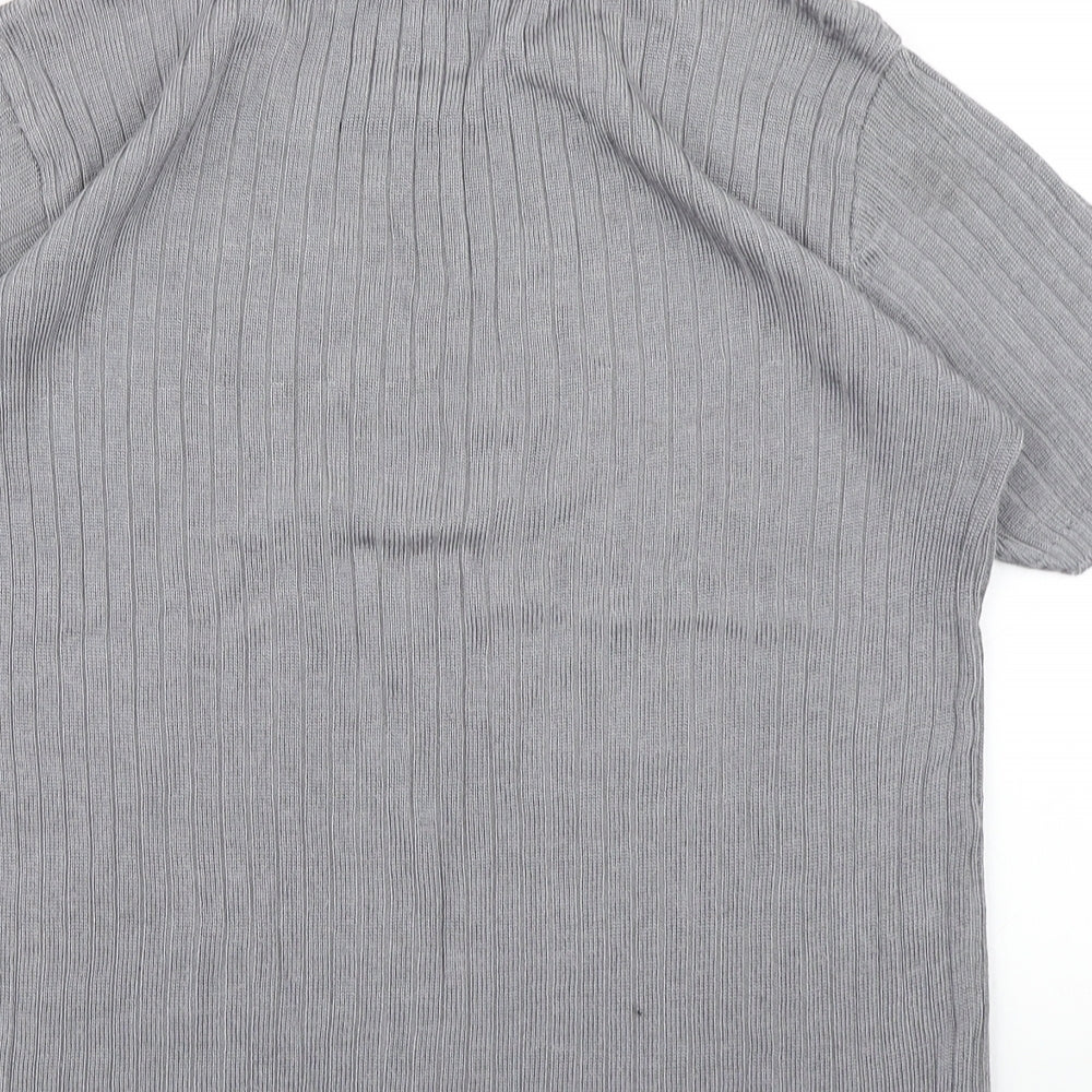 Elizabeth Shelton Womens Grey Knit Basic T-Shirt Size 16