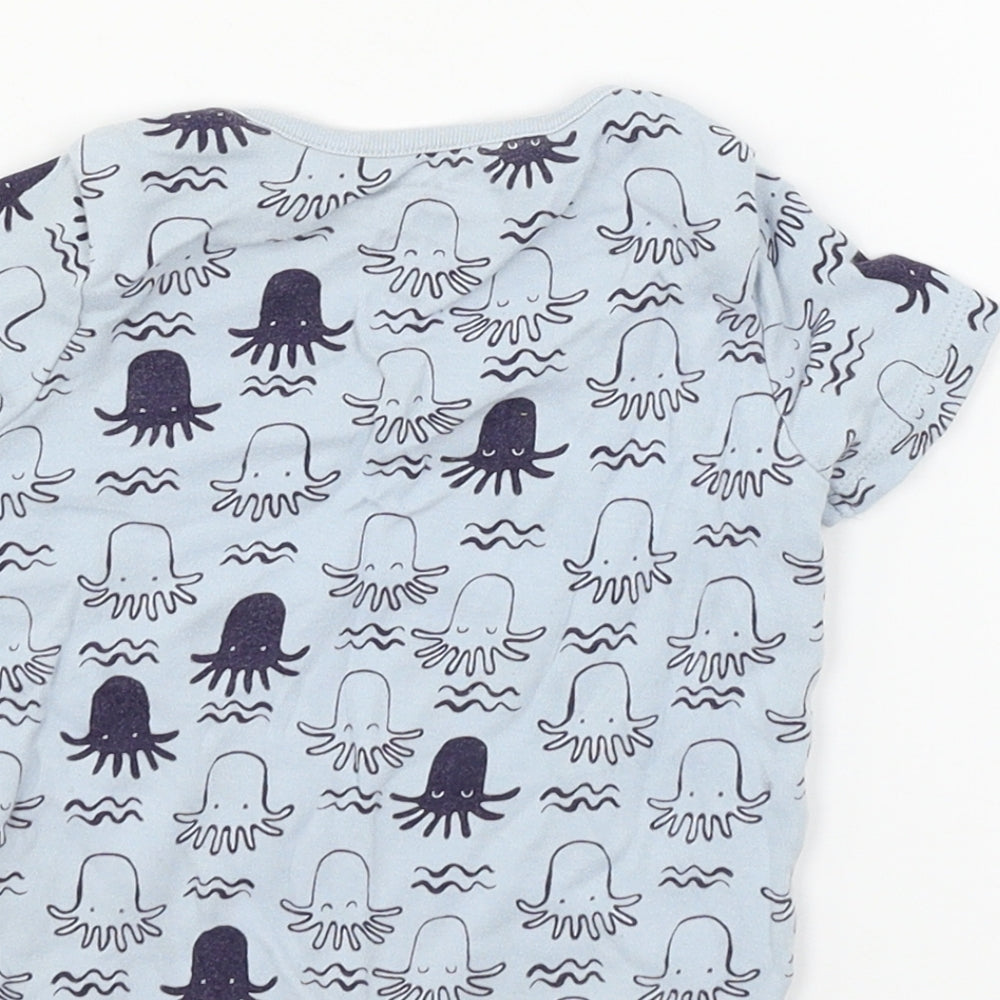 F&F Boys Blue Geometric Jersey Basic T-Shirt Size 9-12 Months - Octopus