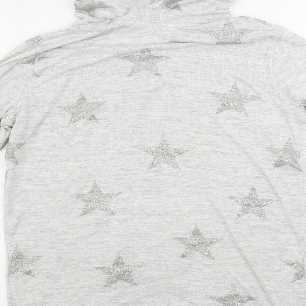 H&M Girls Grey Cardigan Jumper Size 14 Years - Star pattern