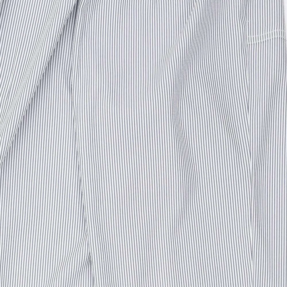 Classic Womens Blue Striped Cropped Trousers Size 12 L21.5 in