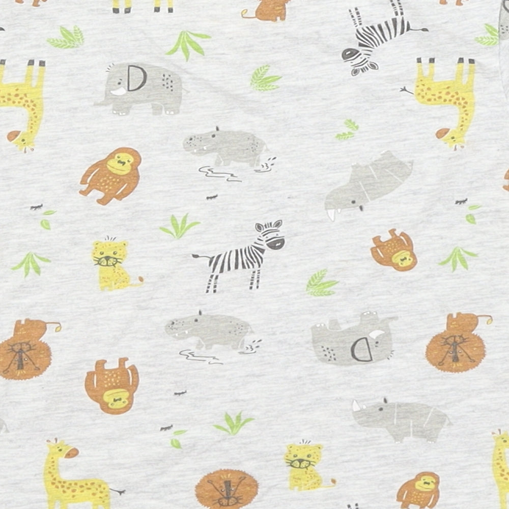 Primark Baby Grey Basic T-Shirt Size 12-18 Months - African Animals