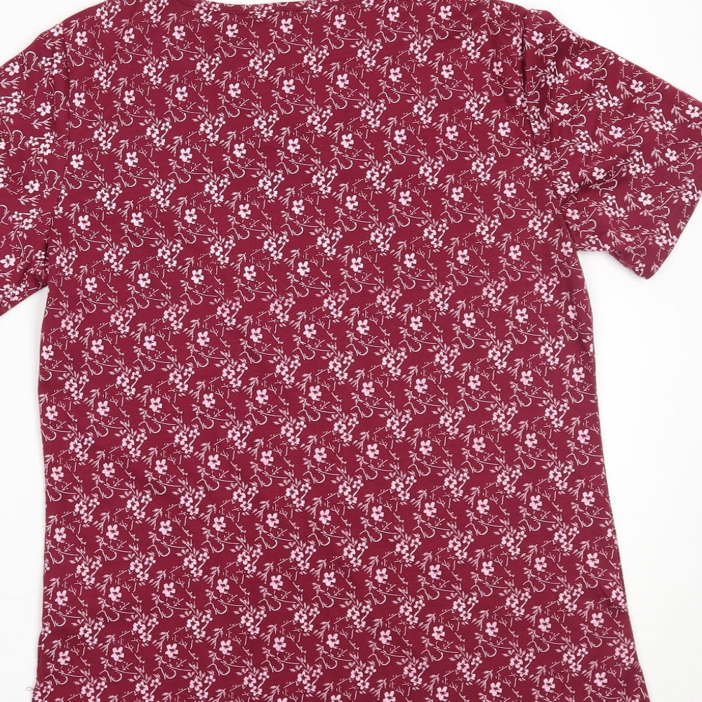 Charmance Womens Red Floral Basic T-Shirt Size 12