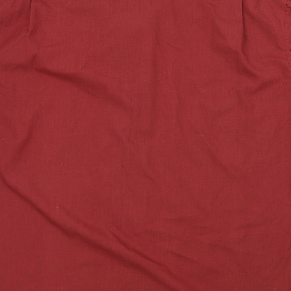 Classic Mens Red Colourblock Button-Up Size M