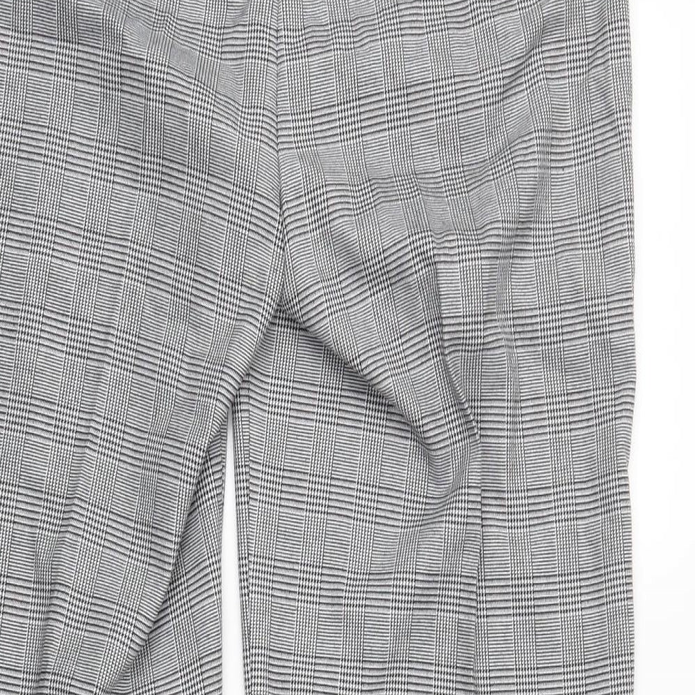 M&S Womens Grey Check Trousers Size 16 L29 in