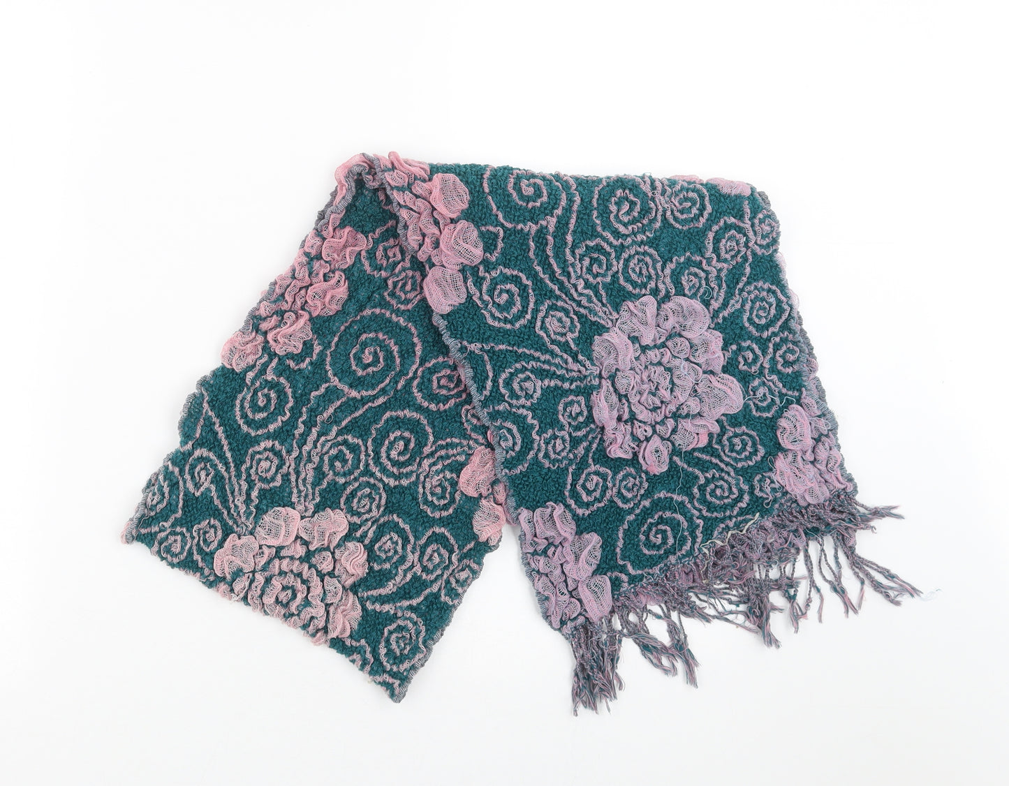 Preworn Womens Green Floral Scarf