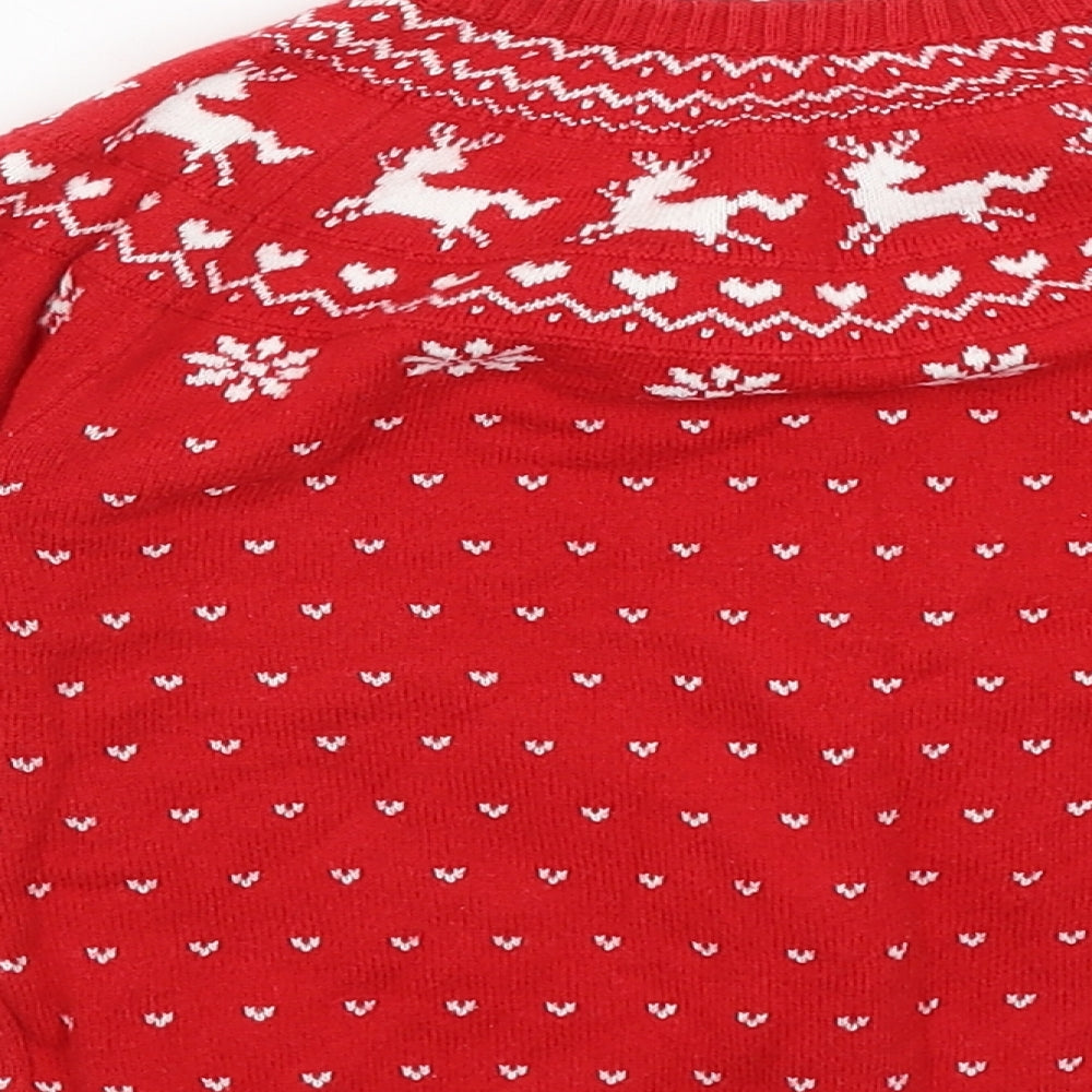 Matalan Girls Red Cardigan Jumper Size 2-3 Years - Reindeer