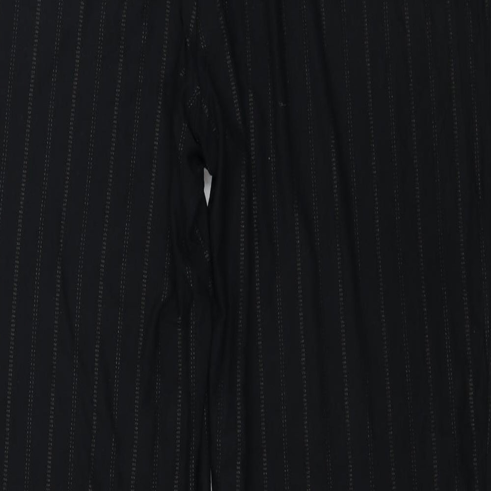 Marks and Spencer Womens Black Striped Trousers Size 18 L28 in