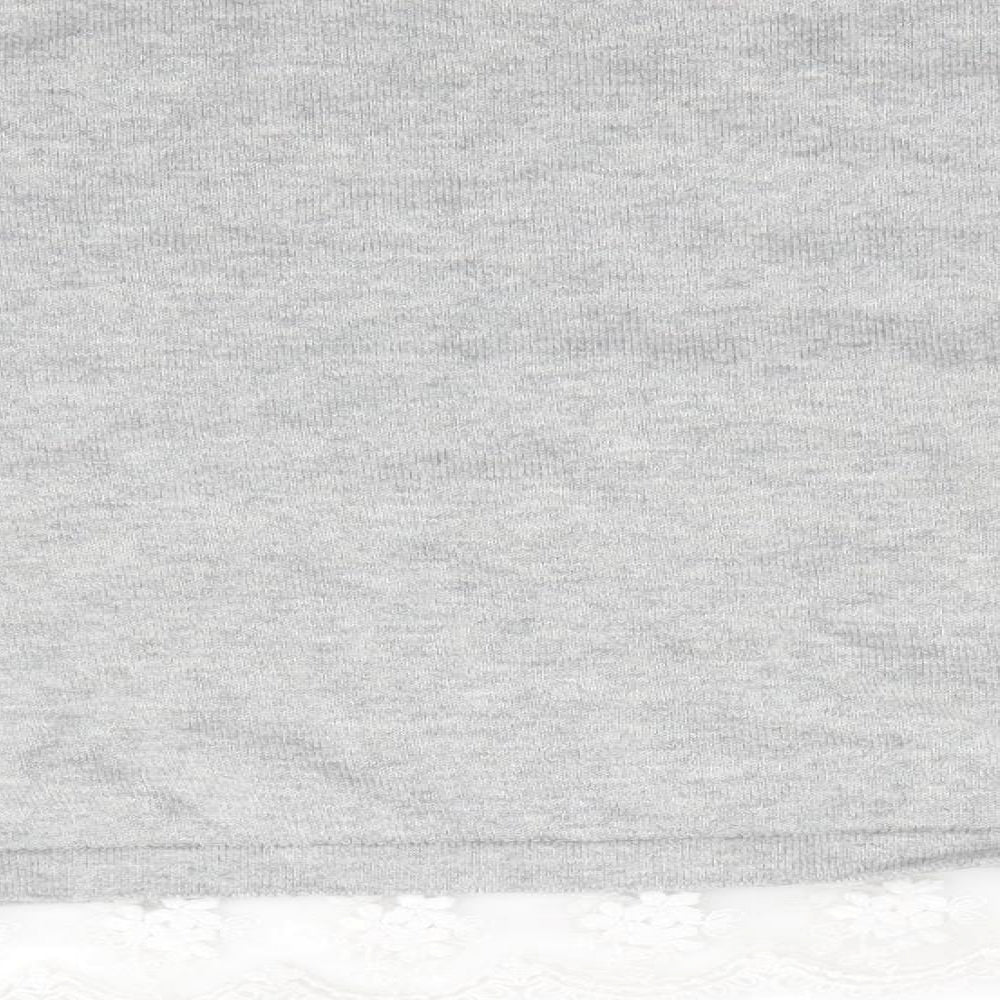 One Friday Girls Grey Floral Pullover Jumper Size 7-8 Years - Lace Hem Butterfly Print