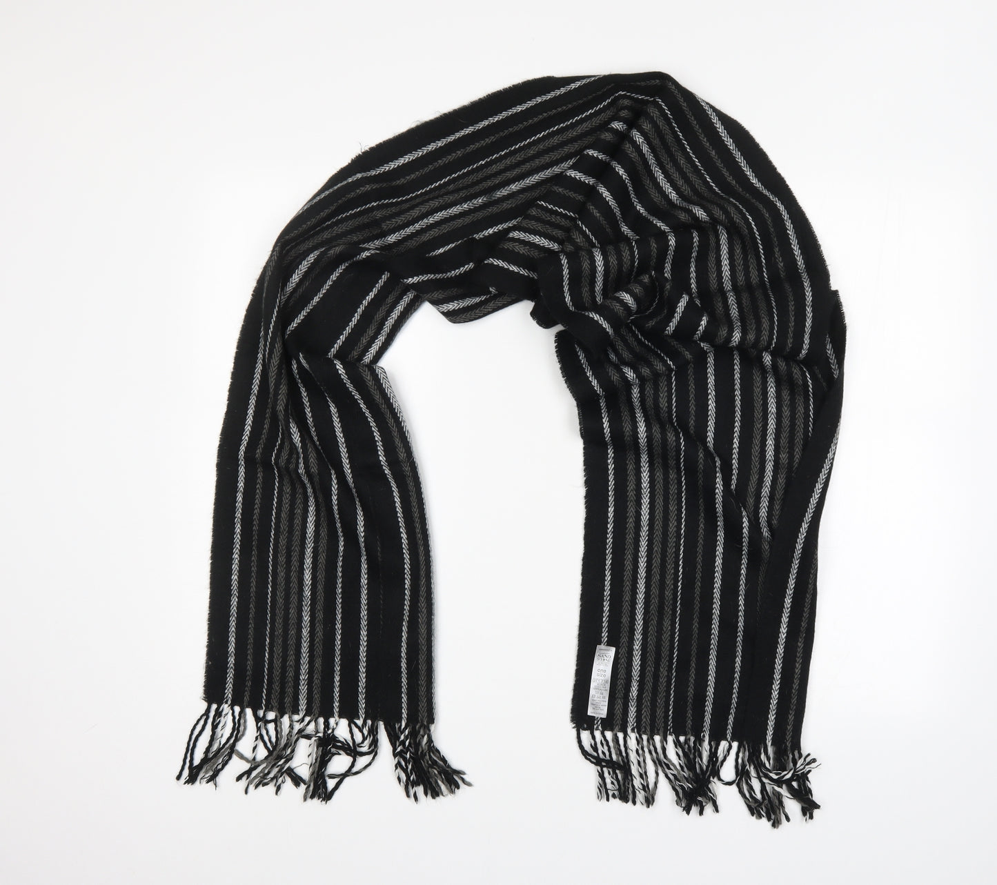 Sand Stome Mens Black Striped Scarf One Size