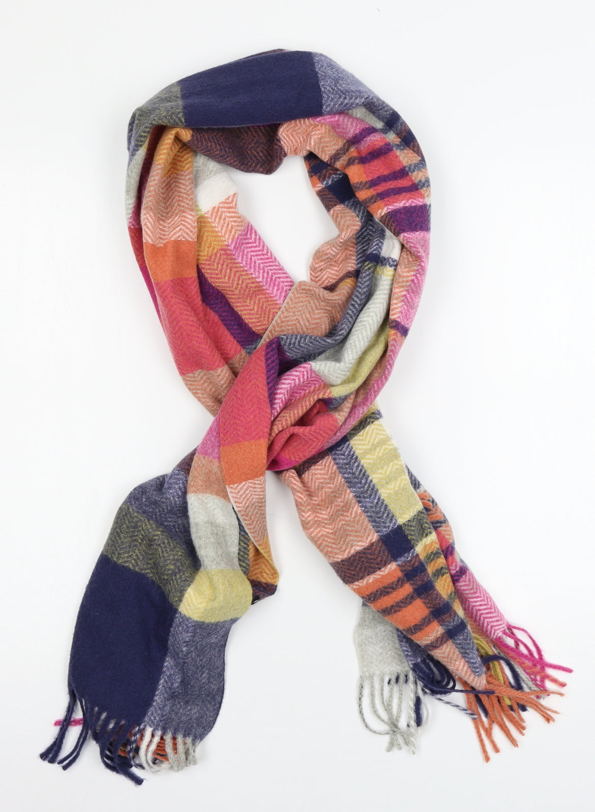Preworn Womens Multicoloured Check Knit Scarf