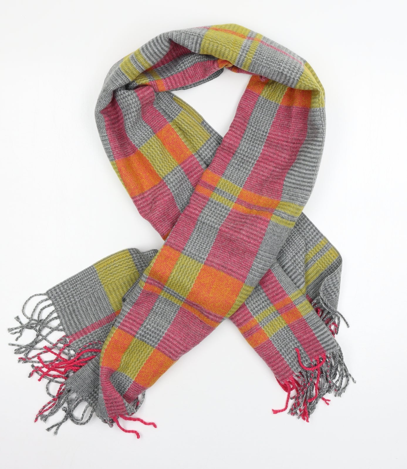 Preworn Womens Multicoloured Plaid Knit Scarf