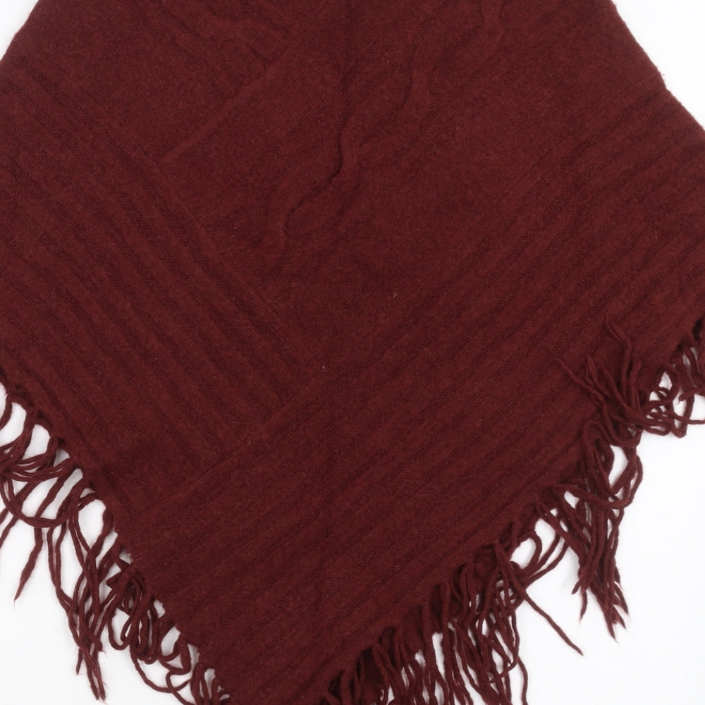 Bluoltre Womens Red Knit Cape Jumper One Size