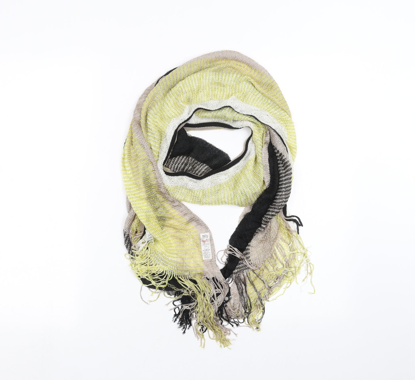 M&Co Womens Black Striped Scarf