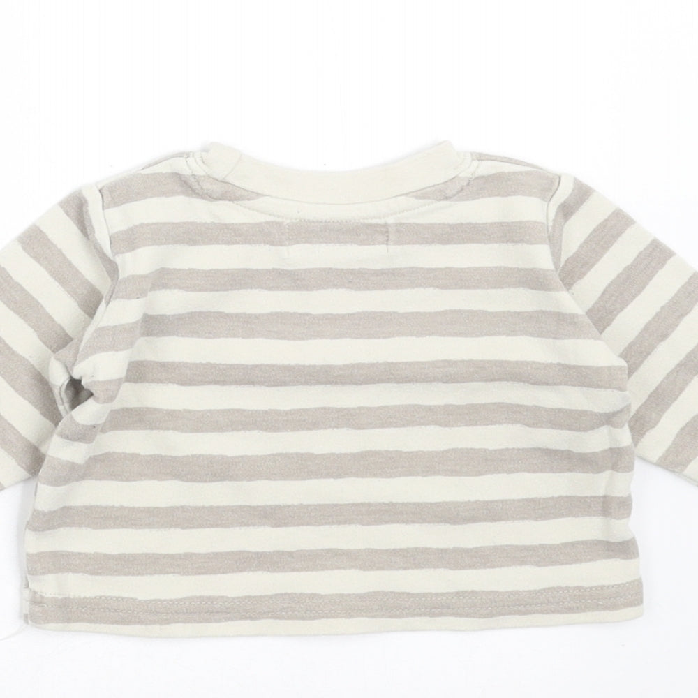 Earlydays Baby Grey Striped Basic T-Shirt Size 0-3 Months