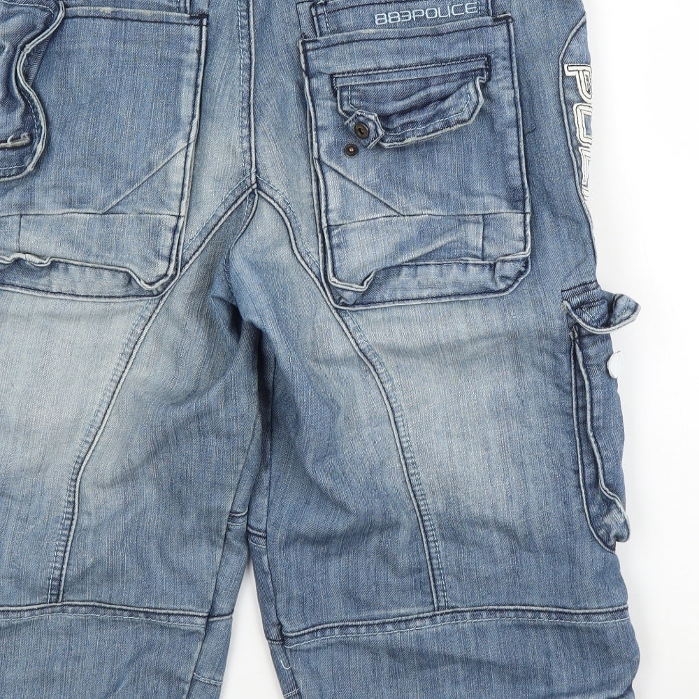 883 Police Mens Blue Denim Cargo Shorts Size 36 in