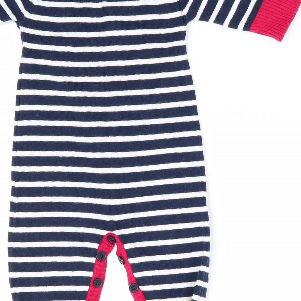 JoJo Maman Bébé Boys Blue Striped Romper One-Piece Size 0-3 Months