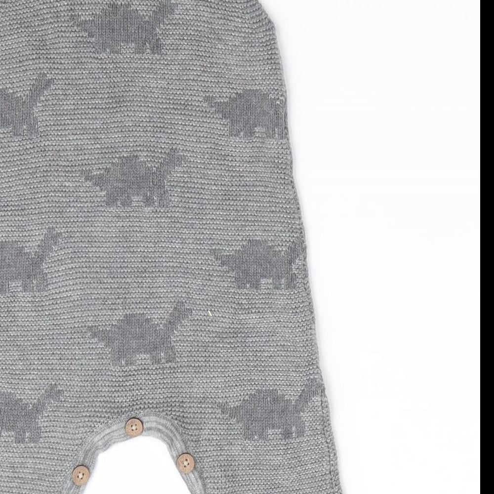 George Boys Grey Animal Print Romper One-Piece Size 3-6 Months - Dinasour Print