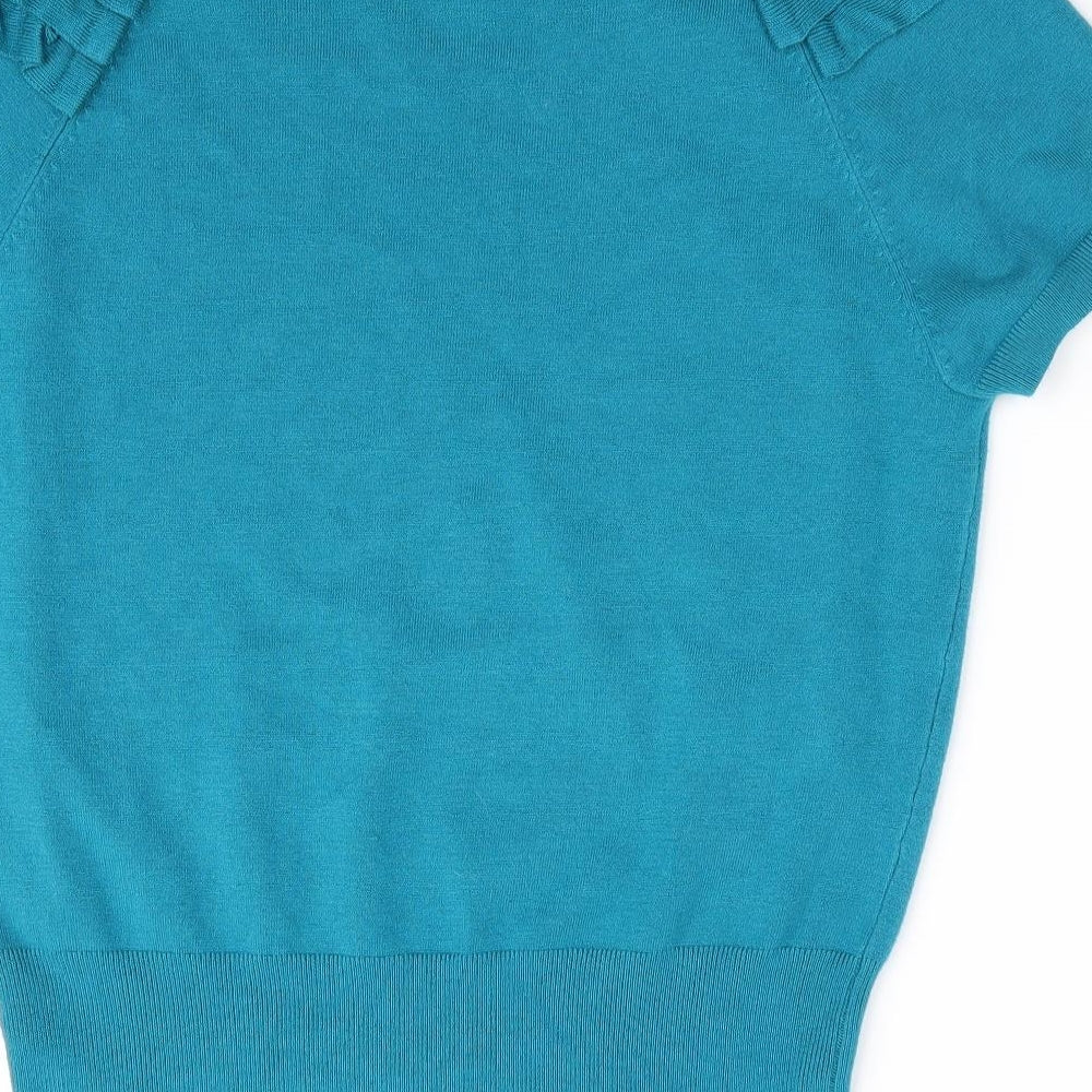 Principles Womens Blue Pullover Jumper Size 14 - Ruffled shoulder detail