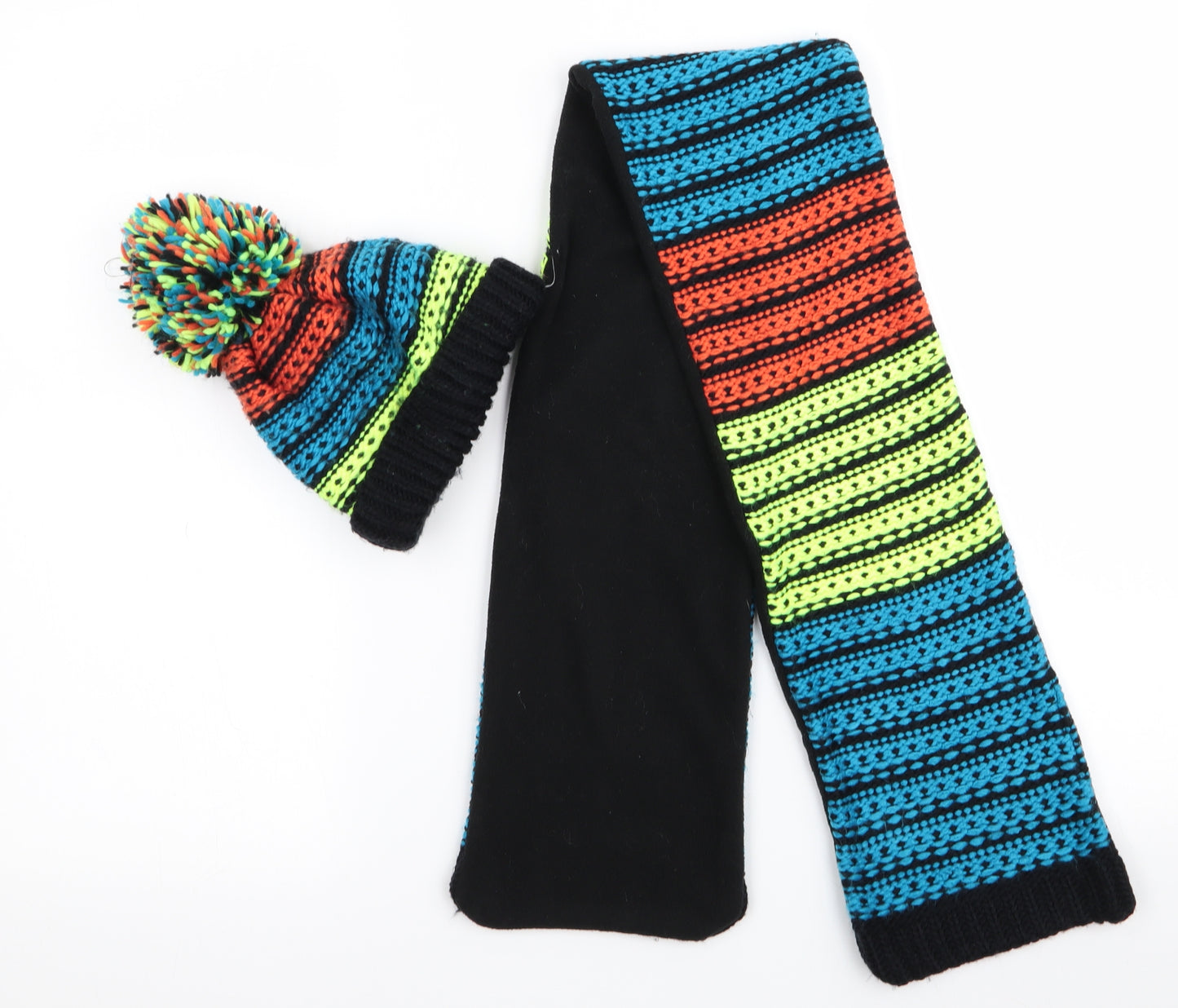 Nutmeg Boys Black Striped Scarf One Size - Hat & Scarf Set